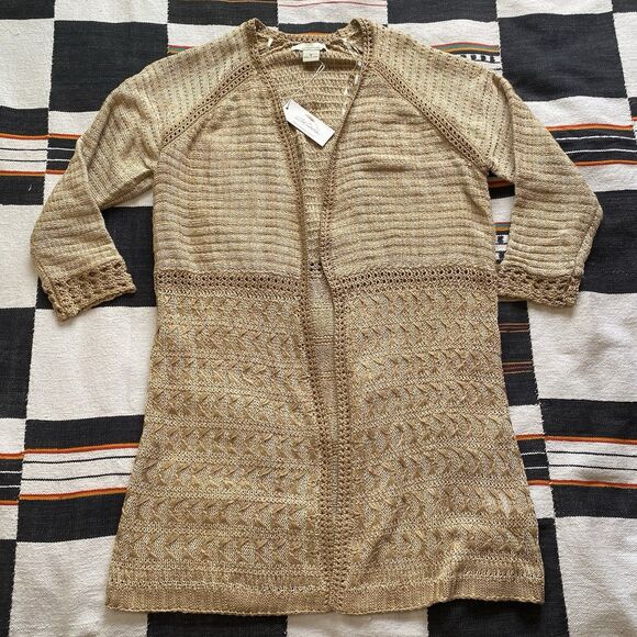 NWT Bob Timberlake Tapioca Crochet Knit Open Cardigan. Size Medium. Boho. Summer - Picture 8 of 16